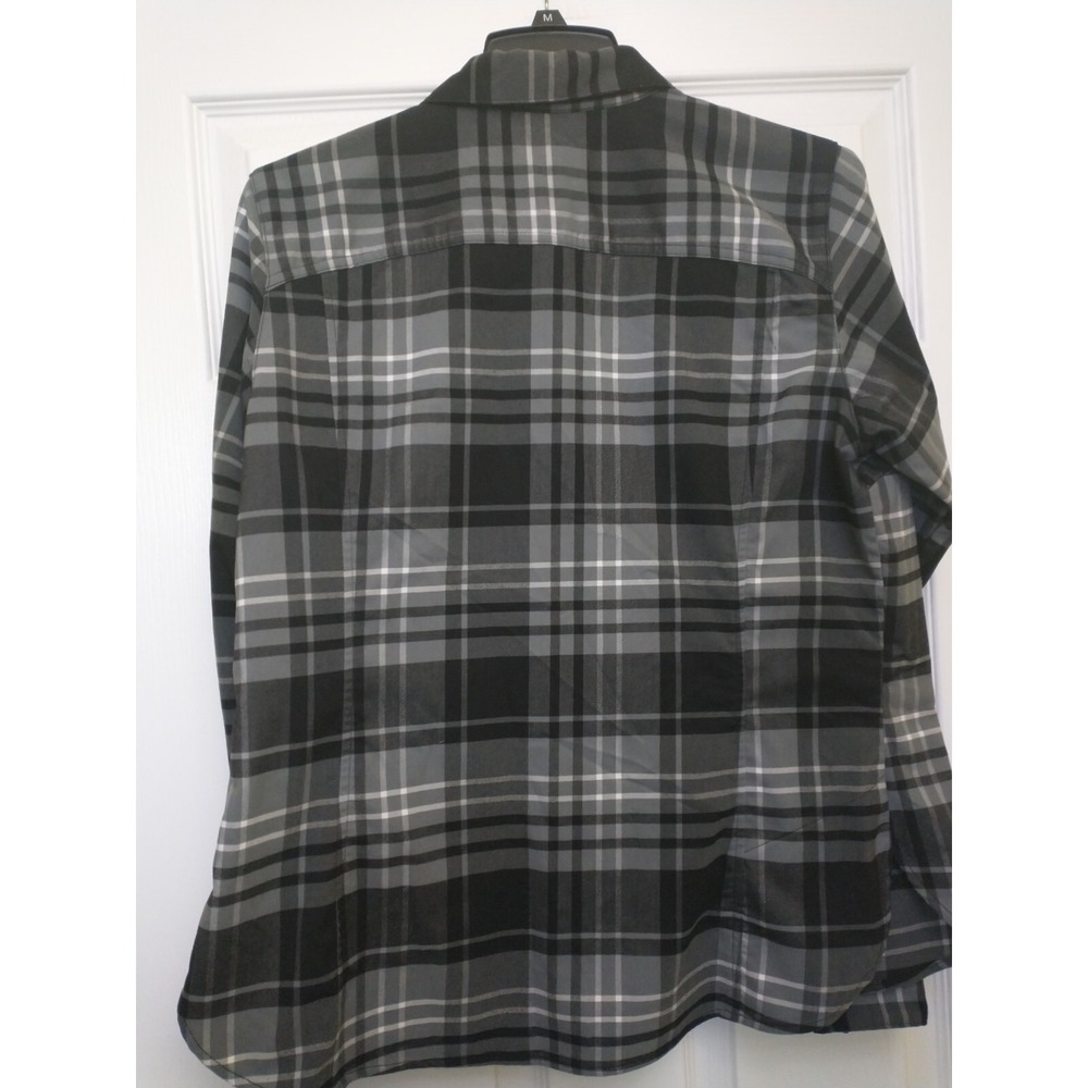 Columbia Flannel Shirt‎ Women's Large Black Gray Plaid Purdue Logo - Picture 3 of 7